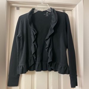 New York & Company Open Ruffle Cropped Cami Sweater Jacket Blazer